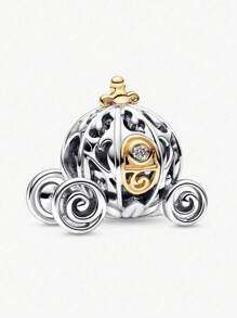 Disney Disney 100th Anniversary Enchanted Carriage Lab-Grown Rhinestone Charm Fits Bracelet Women 925 Silver Jewelry