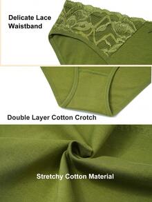 6 Pack Women's Cotton Bikini Briefs Lace Cheeky Underwear For Women Breathable Soft Low Rise Underwear Women Panties - Nhiều màu - Xem 3