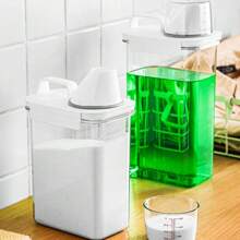 1 Stück feuchtigkeitsgeschützte Aufbewahrungsbox, multifunktionaler auslaufsicherer Behälter mit Messbecher für Waschpulver, transparent