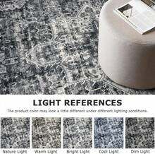 2x3 Moss Charcoal Washable Rug For Entryway, Soft Traditional Printed Area Rug With Non-Slip Kitchen Rugs, Low-Pile Medallion Indoor Door Mat, Small Carpet For Entrance Kitchen Foyer - 彩色 - 查看 6