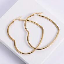 1 paire de boucles d'oreilles créoles géométriques en forme de cœur, convenant pour le port quotidien des femmes