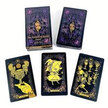 1 pièce TAROT DE L'ESPRIT VAGABOND : Un ensemble de 78 cartes à thème de voyage, avec des illustrations dorées de cartes géographiques éclaboussées et des autocollants de constellations Un guide pour la sagesse vagabonde pour le transfert d'âme Design mystérieux violet et noir, un outil de croissance spirituelle, un emballage élégant et des illustrations détaillées