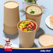 32oz Paper Soup Containers With Vented Lids, 25 Pack Disposable Food Containers, To Go Soup Cups With Lids - Brown - View 2