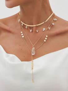 Juego de 3 collares tipo Y de estilo bohemio con colgantes de estrellas de mar y conchas marinas, perlas artificiales elegantes y vintage para mujer, decoración diaria y festiva