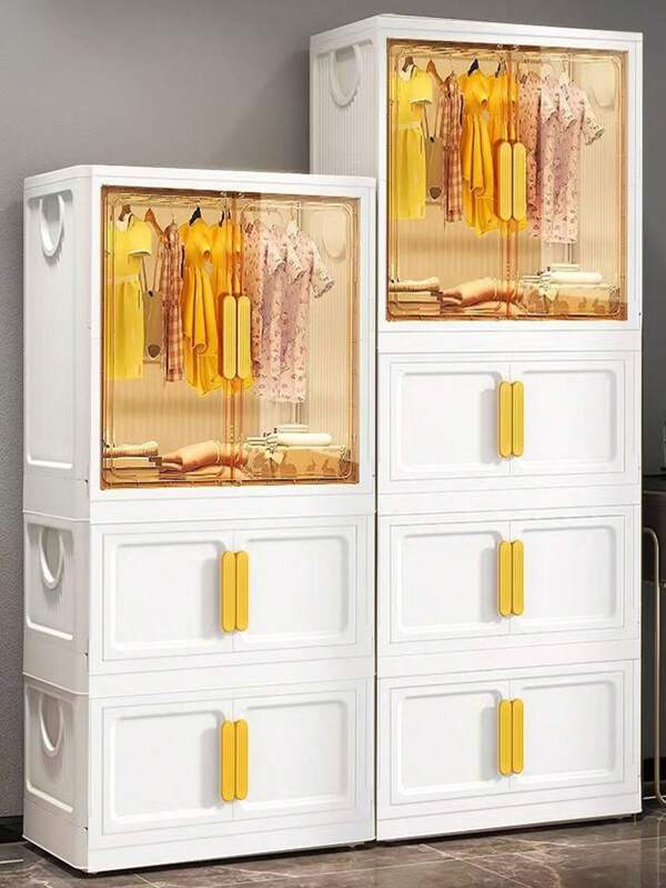 5/4/3/2/1 Layer Baby Wardrobe Closet Without Installation, Thick Infant Clothes Storage Cabinet, Household Snacks & Clothes Organizer Box, Kids Mini Wardrobe