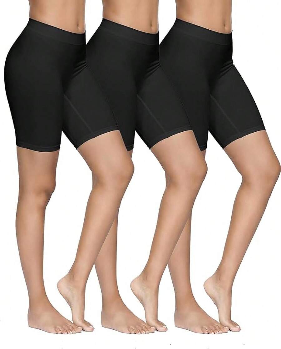 YADIFEN 3 Pack Slip Shorts Under Dresses Seamless Anti Chafing Underwear Shaping Boyshort Smooth Panties Women - Black - View 1