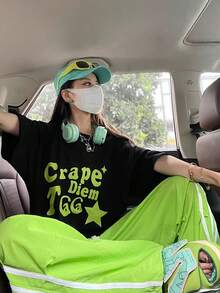 200g Pure Cotton T-Shirt 2025 Summer Ladies New Short Sleeve Pure Cotton Holiday Pattern Short Sleeve Round Neck Couple Wear Small Shirt Tops - 黑色 - 查看 1