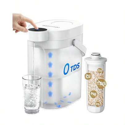 Waterdrop 0 TDS Zero TDS Water Rechargeable Water Filter Jug, WD-ED05TW 3.5L Instant Electric Powerful Dispenser, Reduce Chlorine, Lead, Countertop Water Filtration System With 1 WD-EWFT1 Filter