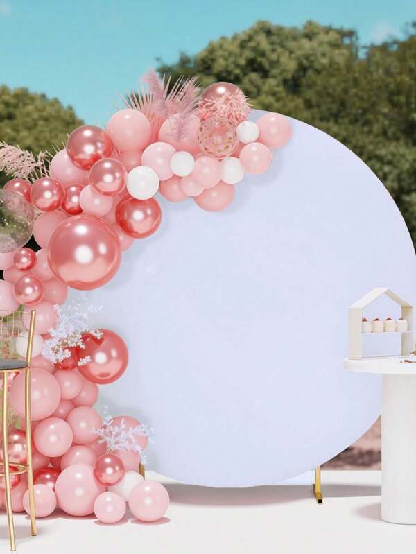1Pc 180/200/220cm White Circular Wedding Arch Cover Is Suitable For Circular Arch Brackets,Perfect Background Decorative For Birthdays, Romantic Weddings, Bridal Shower,Babyshower,Gender Reveal,Themed Parties, And Anniversaries (Excluding Arch Supports)