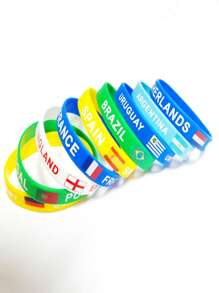 1 pieza Pulsera conmemorativa de fans del fútbol europeo, pulsera multinacional, recuerdo pequeño de la Copa del Mundo, pulsera deportiva con bandera alrededor de la muñeca