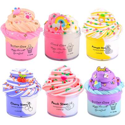 粉红云黄油史莱姆，香味弹力玩具，派对奖品，学校教育，男孩女孩的生日礼物（200 毫升）