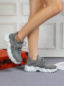 Zapatillas Casual Transpirables Mujer Verano Nuevo Estudiante Zapatillas Deportivas Fitness Running Zapatillas Casual - Gris - Ver 4