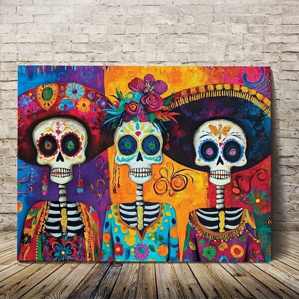 2D Flat Wooden Framed Canvas Wall Art, Ready To Hang, Mexican Art Printable Mexican, Canvas Decor Wall Art, Suitable For Bedroom, Living Room, Home Wall Decoration