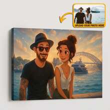 Custom Cartoon Couple Canvas Print, Personalized Photo To Canvas Art, Unique Anniversary Gift For Couples, Wedding Gift, Handmade Portrait Art - Upload Photos And Have Them Processed By Professional Designers,Graphic Print,Warm Ambience, Autumn Home Refresh, Scandinavian Cozy Home, Warm Ambience,Home Harmony - As Shown - View 13