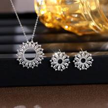 2pcs/Set Luxury Fashion Elegant Floral Necklace & Earring Jewelry Set, Suitable As Party Gift For Women