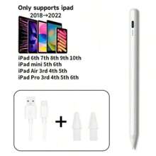 1 pieza Bolígrafo de lápiz táctil de aleación de aluminio blanco con 2 puntas, compatible con iPad Pro, Air, Mini, bolígrafo capacitivo para dibujar compatible con tabletas Apple actualizadas después de 2018