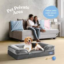 Orthopedic Sofa Dog Bed - Ultra Comfortable Dog Beds For Medium Dogs - Breathable & Waterproof Pet Bed- Egg Foam Sofa Bed With Extra Head And Neck Support - Removable Washable Cover & Nonslip Bottom. - 灰色 - 查看 4