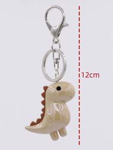 1pc Unisex Cartoon Dinosaur Keychain, Glossy Cute Mini Dinosaur Pendant Charm For Bag/Backpack, Gift For Couples/Friends - Brown - View 2