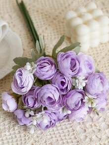 假花束丝绸牡丹婚礼派对装饰，山茶花玫瑰，假植物，季节性装饰，房间，书桌，花园装饰，房间装饰用品，仿真花摄影道具装饰，客厅装饰