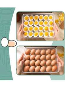 1pc Egg Holder With Lid - 24 Egg Capacity, Plastic Fridge Portable Egg Tray, Transparent Egg Storage Container, Compact Refrigerator Egg Carton, Ideal For Picnics And Parties