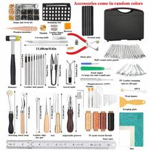 273 Pieces Leather Working Tools And Supplies With Leather Tool Box Cutting Mat Hammer Stamping Needles Snaps And Rivets Kit Perfect For Stitching Punching Cutting Sewing Leathercrafting Making - Multicolor - View 2