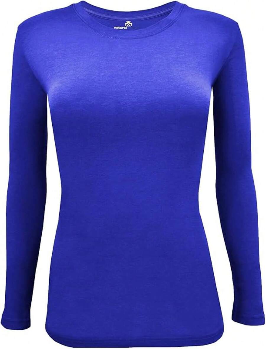 Women's Under Scrub Tee Crew Neck Long Sleeve-Shirt - 真正的皇家藍 - 查看 1