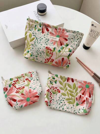 1 件清新简约化妆包、便携式护肤品收纳包、旅行拉链洗漱包、内衣包、手持化妆旅行包、洗漱用品收纳包、礼品包、化妆包、收纳包、口红收纳、化妆品收纳、生日礼物、节日礼物