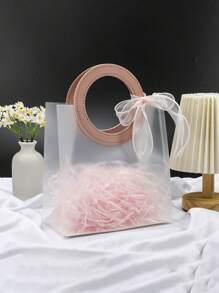 10/1 Bolso redondo transparente con efecto escarcha, bolsa de regalo del Día de San Valentín, bolsa de regalo de boda, bolsa de regalo de dama de honor con caramelos, bolsa de tienda de joyas, bolsa de regalo de dama de honor de boda