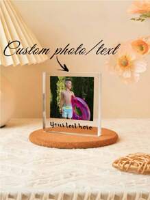 1pc Customized Acrylic Creative Figurine, Collectible Item With Photo And Text, Teenager Creative Decor, Customize With Your Child's Photo To Record Their Growth Stages And Life Scenes, Can Be Used As A Warm Home Decor, Suitable As A Gift For Father, Mother, Husband, Wife, Child, Classmate, Teacher, Boyfriend, Girlfriend, Student Back To School/Graduation Gift