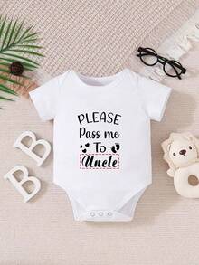 [Custom] Personalized Name Customized Unisex Baby Girl Bodysuit Short Sleeve, Adorable Casual Bodysuit - White Round Neck, Comfortable & Breathable - White - View 1