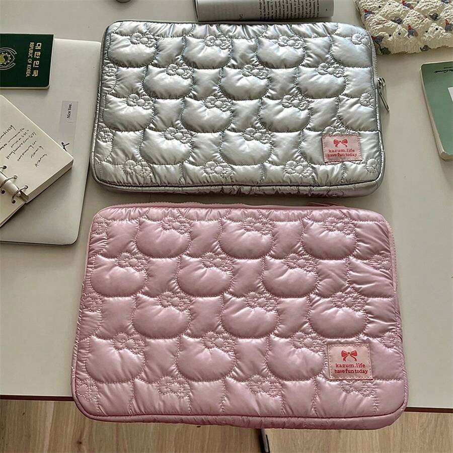 可爱卡通猫刺绣笔记本电脑内胆包和 iPad 保护套 - 厚实防震外壳，毛绒衬里，适合 10/11 英寸平板电脑和 13/14/15 英寸笔记本电脑 - 时尚收纳袋，用于保护笔记本电脑和平板电脑