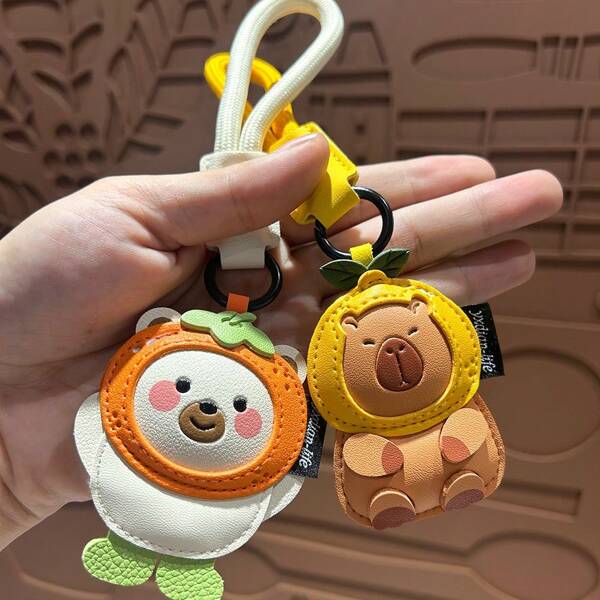 1pc Creative Cartoon Capybara PU Leather Keychain, Elegant Cute Capybara, Fashion Car Key Chain Accessory, Back-To-School, Couples Hanging Decor Gift Backpack For School