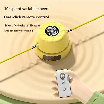 Cuerda de saltar inalámbrica con batería recargable de 800mAh, control remoto inalámbrico y contador digital - Equipo de fitness con 10 velocidades ajustables alimentado por USB, adecuado para el gimnasio en casa y adultos (Amarillo), Fitness remoto | Diseño de cuerda de moda | Estructura de ABS, Accesorio de fitness