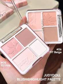 JUDYDOLL 2-In-1 Blush & Highlight Palette 9g, Blush Cream, Blush Palette, Luminous Matte Highlighter, Natural Radiant Finish, Ideal For Dates, Occasions, Gifts, Unique Small-Batch, Perfect For Friends, Girlfriends, Weddings, Bachelorette Parties, Sweet Style Makeup, Blood Color Makeup, Date Makeup - #05 FIT PINK - 查看 5