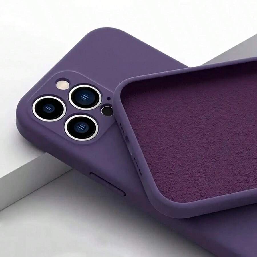 1pc Compatible With Apple-Shaped Purple Ultra-Thin, Fashion, Straight Edged Phone Case Designed For Camera Protection, Featuring Soft Microfiber Interior And Shock Absorption, Compatible With Various Models Of, Compatible With Redmi, Compatible With OnePlus, Compatible With Realme, Compatible With Honor, Compatible With Vivo From 6 To 17 Waterproof Anti-Fall Scratch Resistant,International Version, Not The Domestic Version