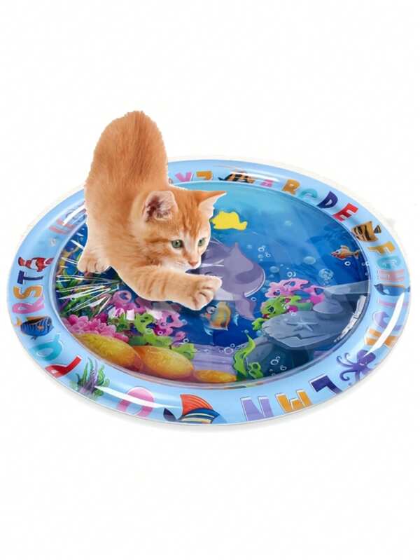 1 pieza Esterilla de agua interactiva para mascotas, esterilla antiaburrimiento para interior para gatos, esterilla de dormir fresca para el verano, para usar con agua, incluye parche de reparación, suministros para gatos, accesorios, juguetes (decoraciones interiores aleatorias)