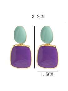 1 par de pendientes cuadrados geométricos de color contrastante, joyería de mujer de moda y versátil