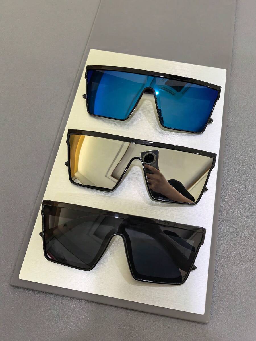 3 Cặp Kính Thời Trang Hình Vuông Lớn Unisex, Chống Tia UV, Phong Cách Thường Ngày, Thích Hợp Để Chống Nắng Mùa Hè, Đi Biển, Thể Thao Ngoài Trời, Tiệc Tùng, Lái Xe, Câu Cá, Đạp Xe, Mua Sắm và Chụp Ảnh - Nhiều màu - Xem 1