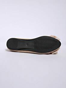 Zapatos planos de punta redonda clásicos para mujer con lazo - Zapatos de suela blanda y bajo empeine, ligeros y cómodos - Diseño de lazo elegante y de moda - Clásico, de moda, elegante, versátil - Mariposa de punta beige - Ver 9