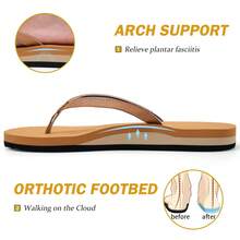 Womens Fashion Flip Flops Ladies Lightweight Summer Beach Yoga Mat Thong Sandals With Comfortable Arch Support - Màu Khaki - Xem 3