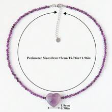 1 Stück Halskette aus Naturstein mit Amethyst-Herzanhänger-Design, perfekt als Geschenk zu Valentinstag, Erntedankfest, Muttertag und Frauentag.