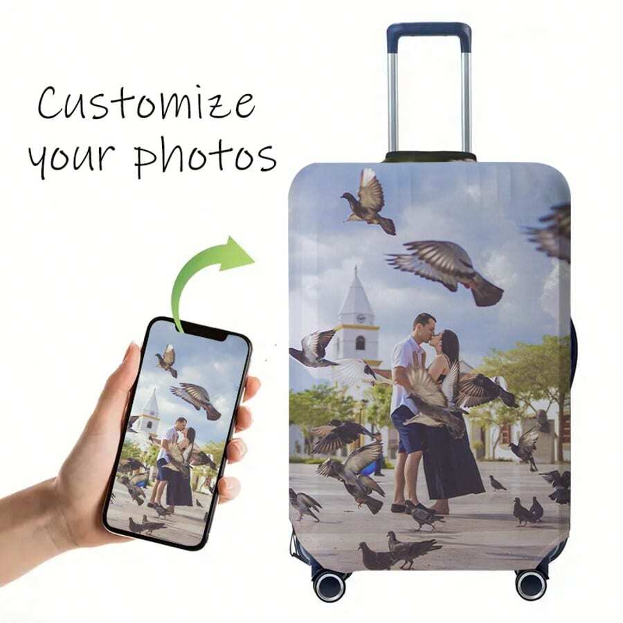 Custom 18-32 Inch Elastic Luggage Cover, Personalized Photo Print, Dust-Proof & Scratch-Resistant Travel Protection Sleeve, Ideal For Travel - Multicolor - View 1