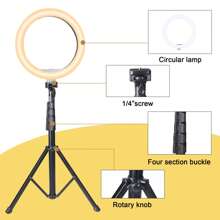 10-Zoll-Ringleuchte mit 145-cm-Stativ - DIY-Blitz und LED-Leuchte für Selfie-Leuchten, es gibt drei Farben mit 10-Grade-Dimming-Modus / USB für Fotografie und Videoaufnahmen, Foto-Selfies, Videoaufnahmen, Zoom-Konferenzen, Selfies und Outdoor-Aktivitäten