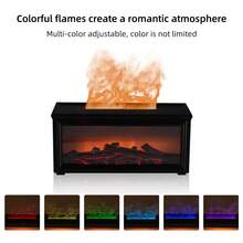 Send 3 Oils,Flame Aroma Humidifier, Essential Oil Diffuser, Night Light, Winter Dry Air Relief, Summer Aromat - 黑色 - 查看 6