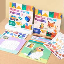 Libro de Pegatinas Puzzle 3D para Niños, Juguete Creativo de Manualidades con Pegatinas, Patrón de Animales/Tráfico, Entrenamiento de Pensamiento Lógico, Juego Interactivo Padres-Hijos, Apto para Niños y Niñas de 3-5 Años