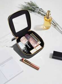 Clear Small Cosmetic Bag For Purse Clear Mini Makeup Bag For School Cute Clear Make Up Pouch For Travel Tiny Leather White Make Up Organizer Case For Backpack Toiletry Bag Waterproof Square Pouch With Zipper, Pencil Case, Lipstick Pack Bag Makeup Bags
