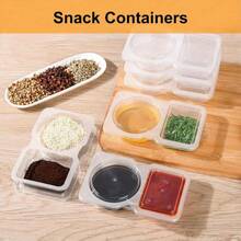 10/20 recipientes portáteis para condimentos com compartimento duplo e tampa, bandejas reutilizáveis para lanches e molhos, ideais para viagens, preparação de lanches e refeições, copos para mergulhar, molhos para mergulhar