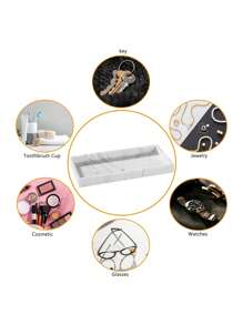 2 Packungen weiße Marmor Silikon Badezimmer Waschtisch Schmuckablage Rechteckig Set, bruchsichere flexible Badezimmer Ablage für Ketten, Schmuck, Kerzen, Make-up, Parfüm, Schlüssel, Seifenspender, Aufbewahrung/Organisation für Damen, Reise-Essentials, Rückkehr in den Studentenwohnheim