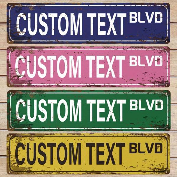 Customized Vintage Street Sign Metal Tin Wall Decor, Horizontal Rectangle Farm And Home Decoration Road Sign