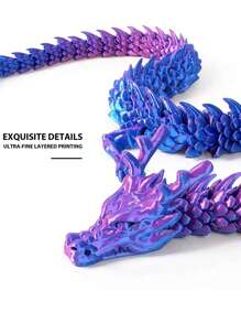 Adorno de una pieza con forma de dragón impreso en 3D, con articulaciones completamente móviles, colores ricos y detalles realistas. Se puede utilizar para decoración del hogar, paisajismo de bonsái, paisajismo de acuarios. Juguete antiestrés creativo con forma de dragón. Perfecto para regalos de cumpleaños, Navidad y Halloween.